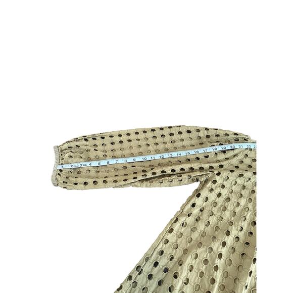 V.DE. Vinster Olive Green Boho Cottage Shiffli Eyelet Midi Dress Size Medium - Picture 9 of 10